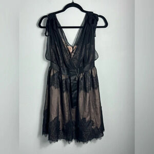 NWT Jill Stuart Sleeveless lace trimmed Silk Cocktail Dress Layered/Bow waist